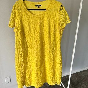 Plus Size Yellow Lace Dress